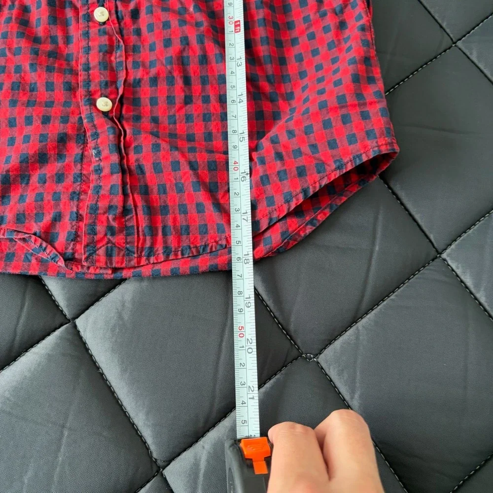 Ralph Lauren Kids Boys Red Navy Gingham Plaid Button Down Shirt Size 5
